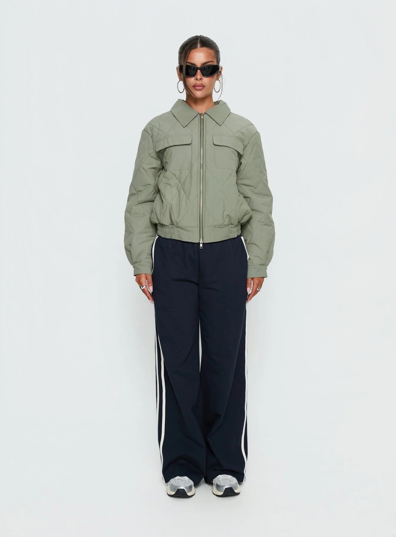 Denvar Quilted Bomber Jacket Green