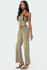 Eternity Pinstripe Low Rise Flared Jeans